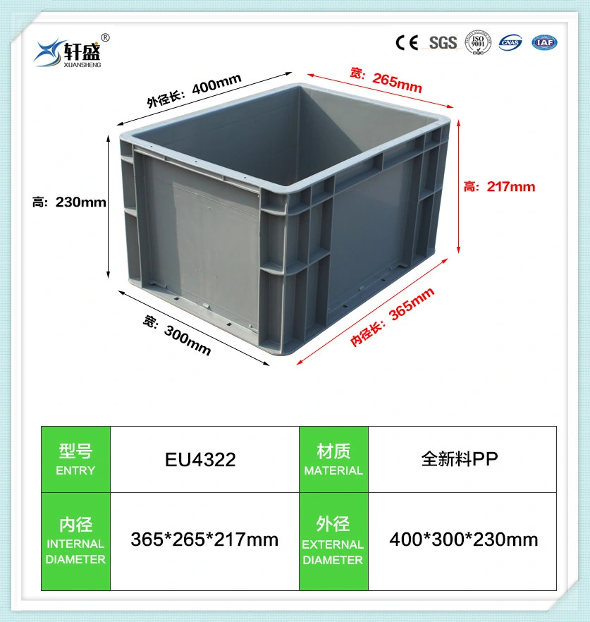 EU Standard 400*300*230mm Plastic Stackable Turnover Storage Box