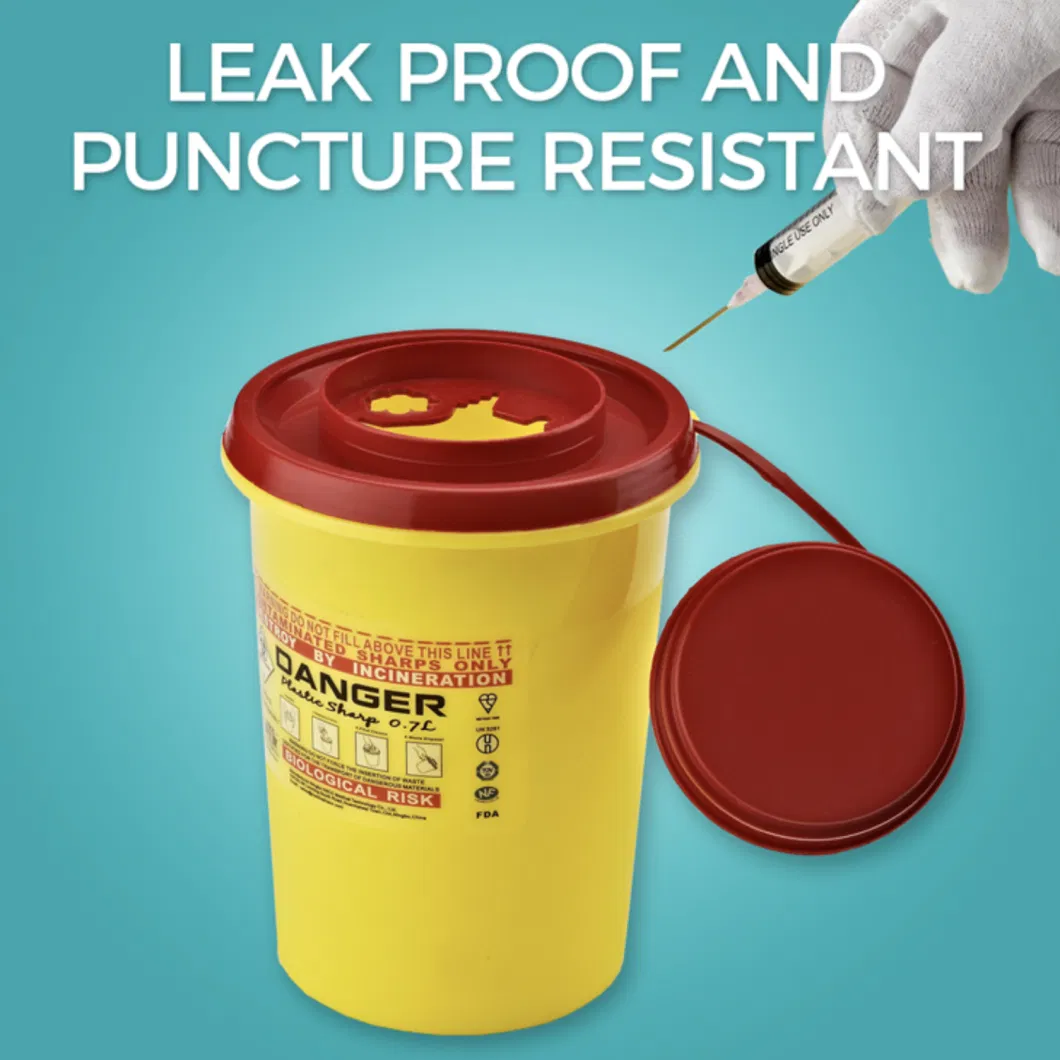 Custom 1.5L FDA Approved Small Round Yellow Disposable Sharps Medical Waste Container for Hospital Clinic and Dental Use