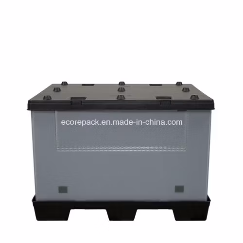Folding Plastic Bulk Container with Die Casting Lid and Pallet