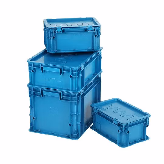 Stackable Plastic EU Type Storage Box with Hinged Lid