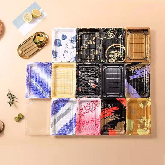 FDA/EU Plastic Fast Food Candy Black/Printing Wholesale Sushi Box
