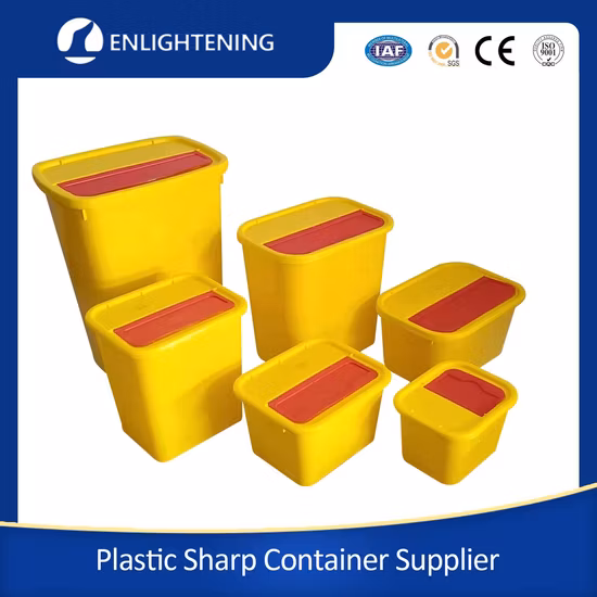 1L/3L/4L/5L/6L/8L/10L/15 Liter Yellow Red Waterproof Safety Plastic Disposable Needle Waste Biohazard Hospital Round/Squre Medical Sharp Container with Lid