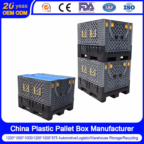 Big/Large Industrial HDPE Heavy Duty Warehouse Storage Stackable Folding/Foldable/Collapsible Plastic Pallet Bin/Box/Container for Auto Parts Industry Logistic